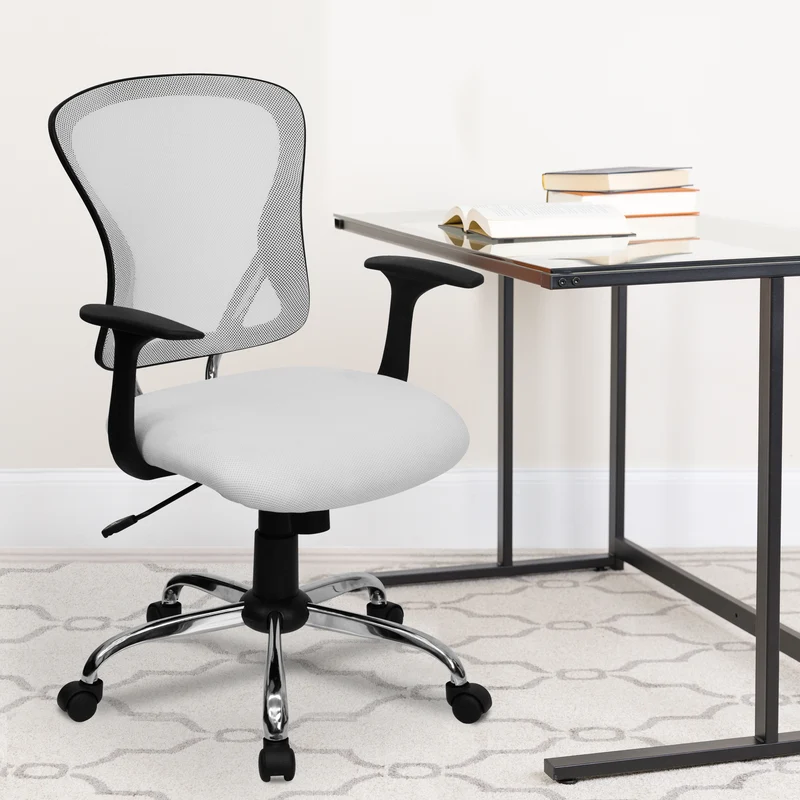 Mid-Back Mesh Swivel Task Office Chair with Chrome Base and Arms