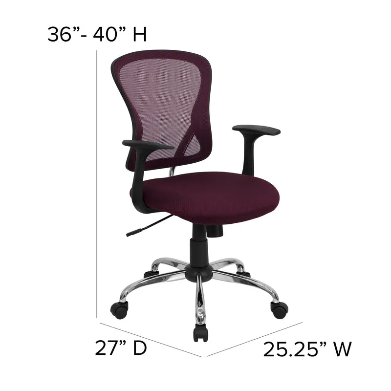 Mid-Back Mesh Swivel Task Office Chair with Chrome Base and Arms