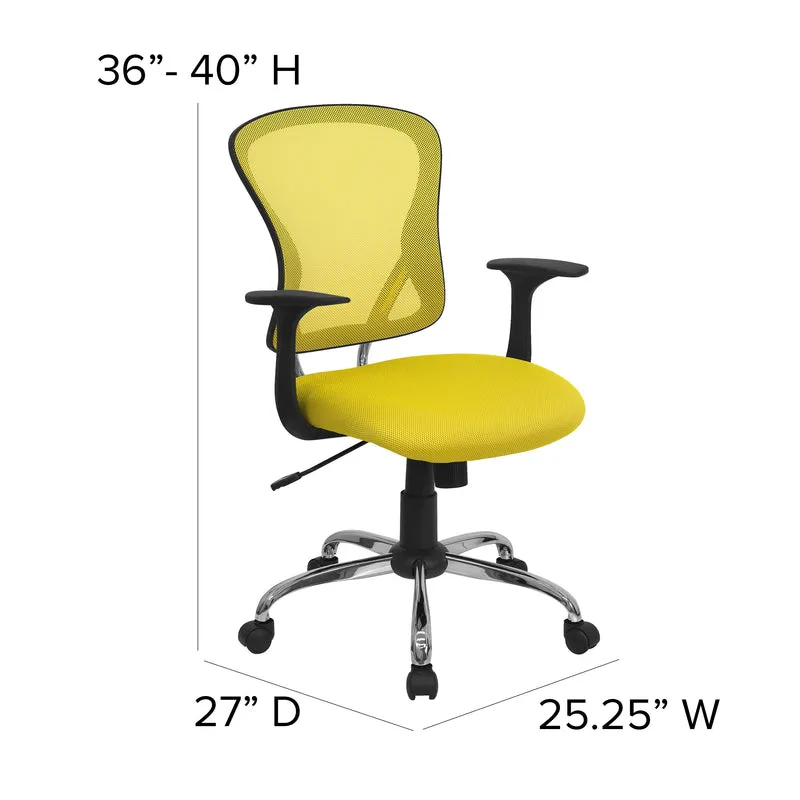 Mid-Back Mesh Swivel Task Office Chair with Chrome Base and Arms