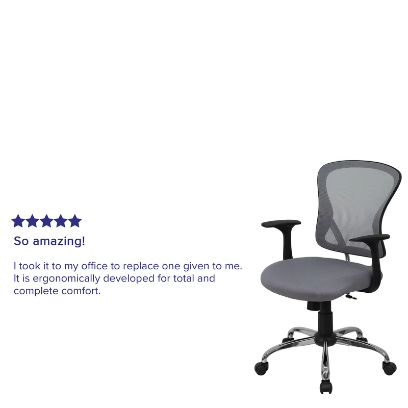 Mid-Back Mesh Swivel Task Office Chair with Chrome Base and Arms