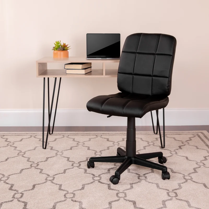 Mid-Back Quilted Vinyl Swivel Task Office Chair