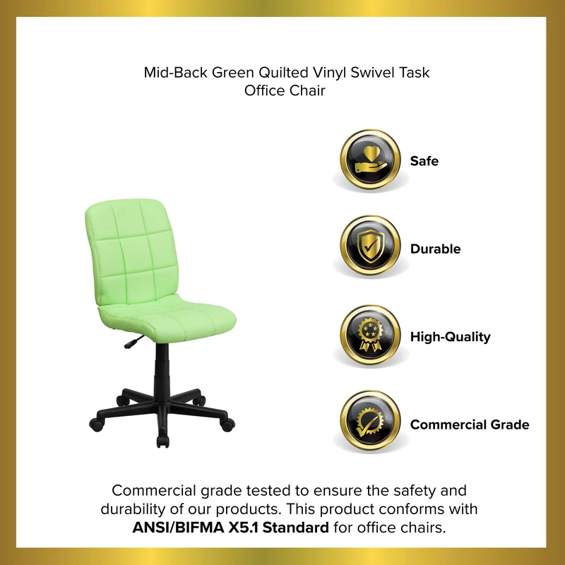 Mid-Back Quilted Vinyl Swivel Task Office Chair
