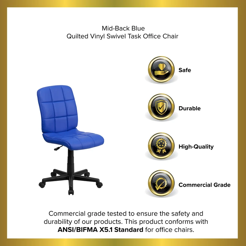 Mid-Back Quilted Vinyl Swivel Task Office Chair