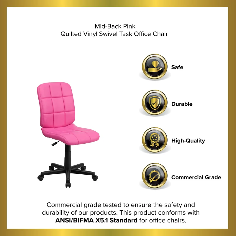 Mid-Back Quilted Vinyl Swivel Task Office Chair