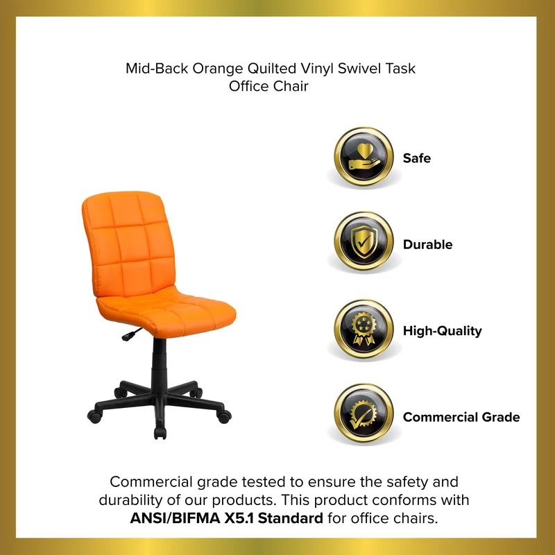 Mid-Back Quilted Vinyl Swivel Task Office Chair