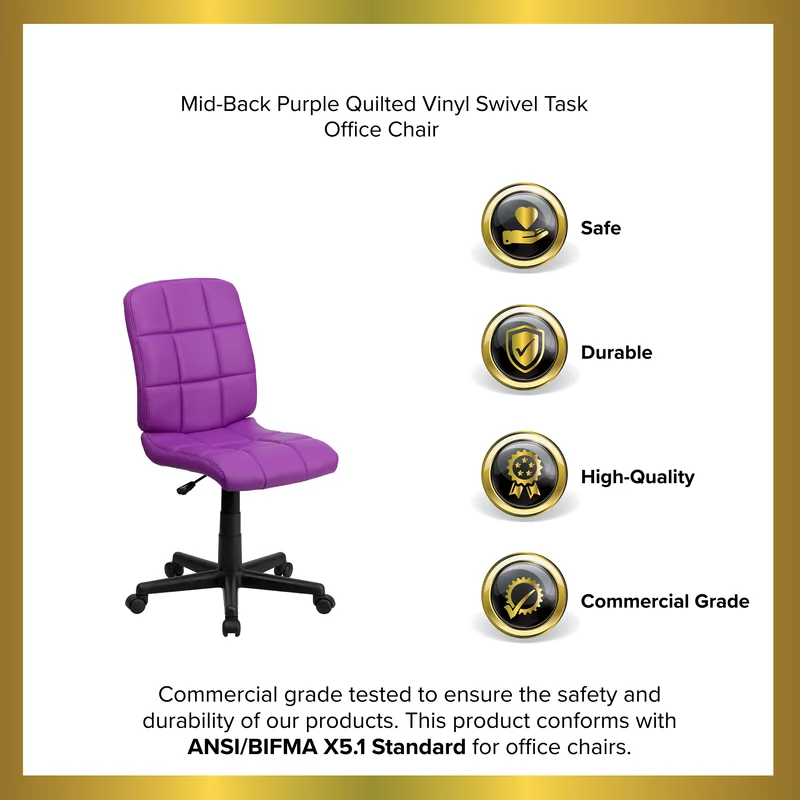 Mid-Back Quilted Vinyl Swivel Task Office Chair