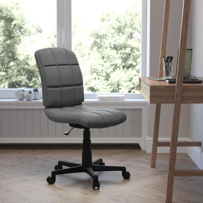 Mid-Back Quilted Vinyl Swivel Task Office Chair