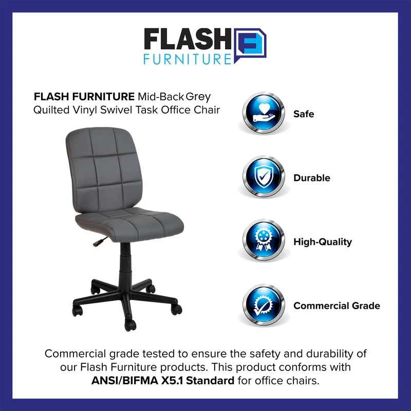 Mid-Back Quilted Vinyl Swivel Task Office Chair