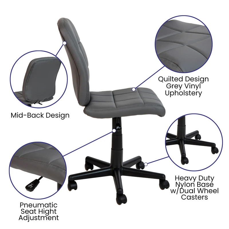 Mid-Back Quilted Vinyl Swivel Task Office Chair