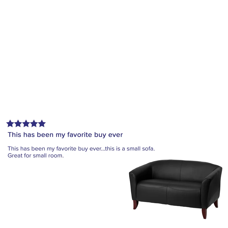 LeatherSoft Reception/Living Room Loveseat with Cherry Wood Feet