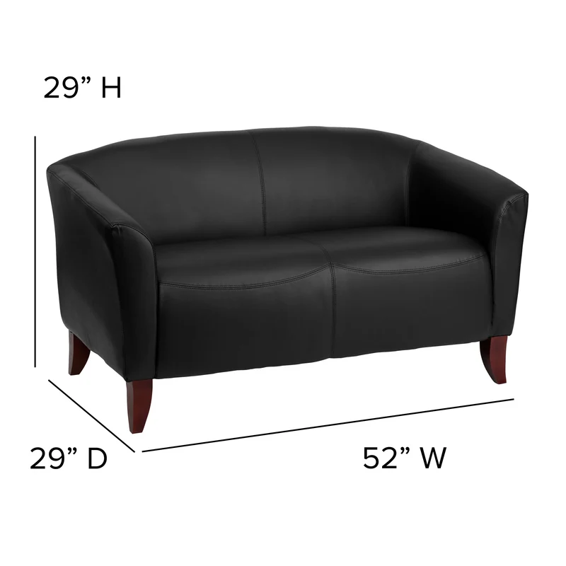 LeatherSoft Reception/Living Room Loveseat with Cherry Wood Feet