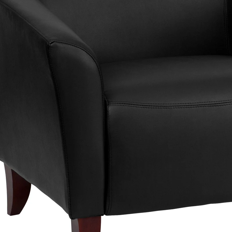 LeatherSoft Reception/Living Room Loveseat with Cherry Wood Feet