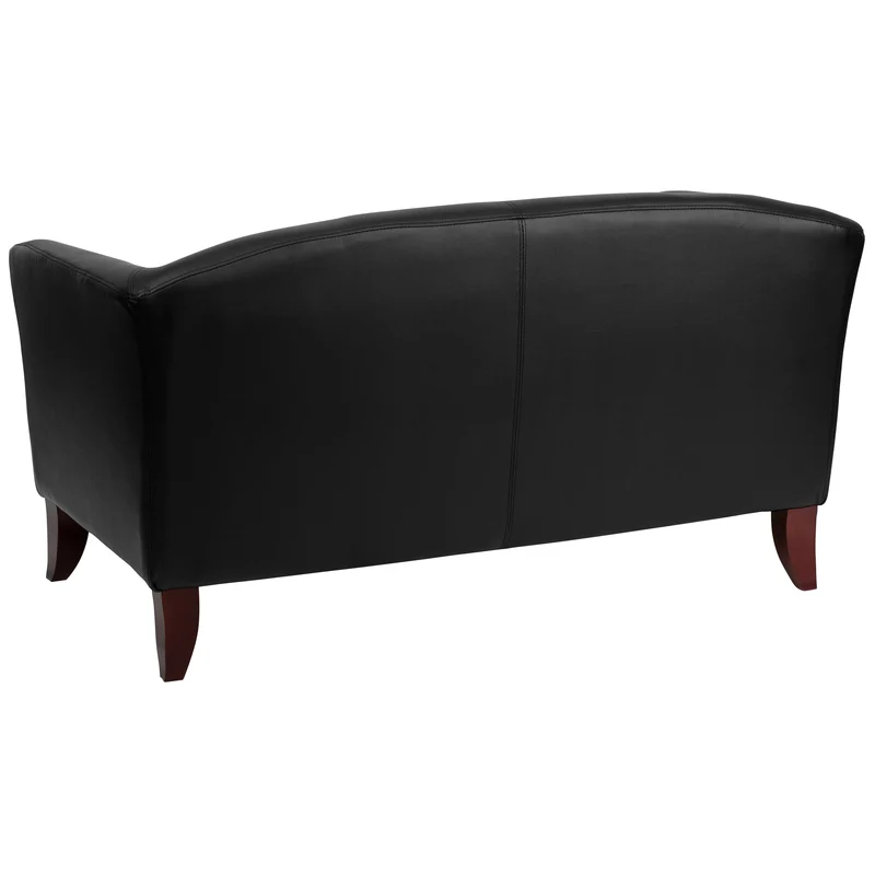 LeatherSoft Reception/Living Room Loveseat with Cherry Wood Feet