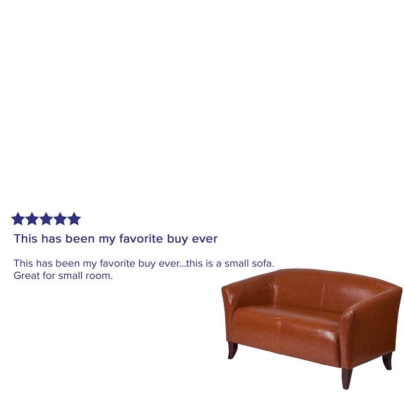 LeatherSoft Reception/Living Room Loveseat with Cherry Wood Feet
