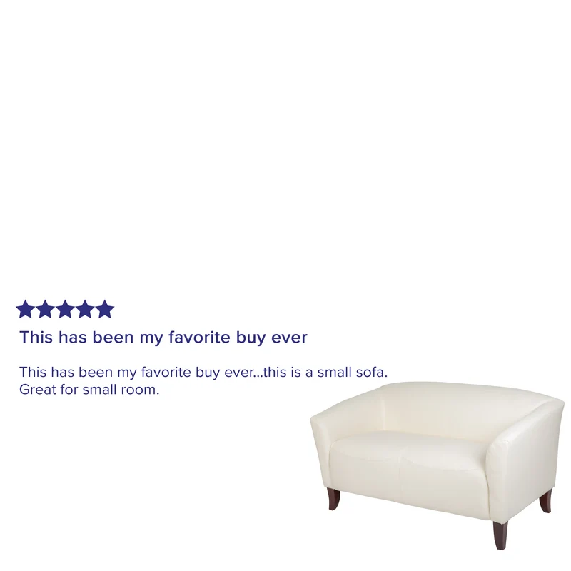 LeatherSoft Reception/Living Room Loveseat with Cherry Wood Feet