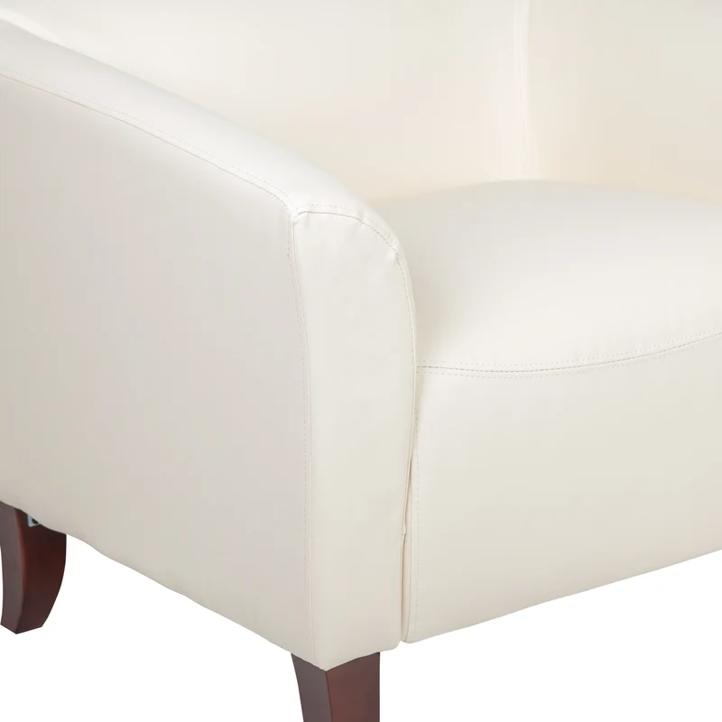 LeatherSoft Reception/Living Room Loveseat with Cherry Wood Feet