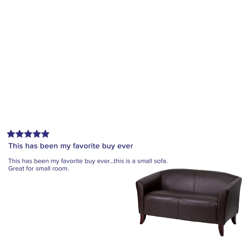 LeatherSoft Reception/Living Room Loveseat with Cherry Wood Feet