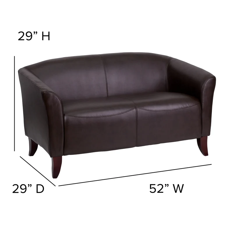 LeatherSoft Reception/Living Room Loveseat with Cherry Wood Feet