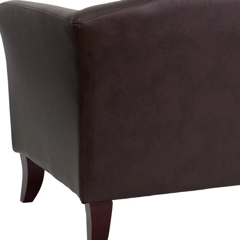 LeatherSoft Reception/Living Room Loveseat with Cherry Wood Feet
