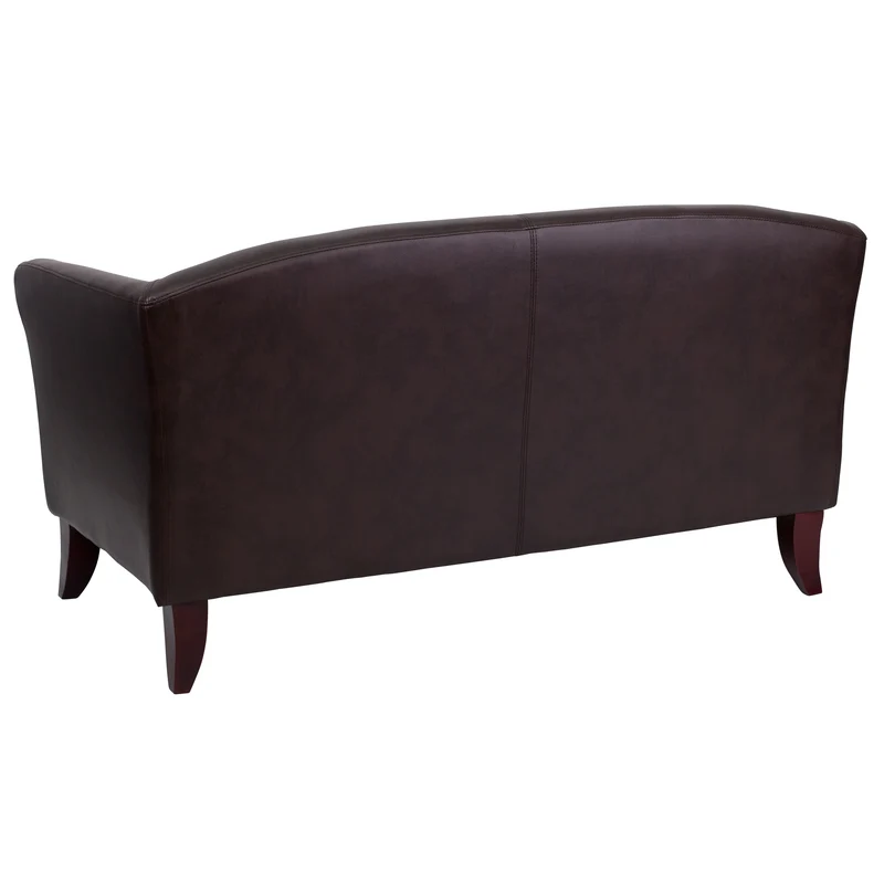 LeatherSoft Reception/Living Room Loveseat with Cherry Wood Feet