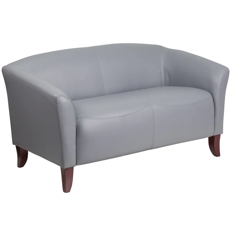 LeatherSoft Reception/Living Room Loveseat with Cherry Wood Feet