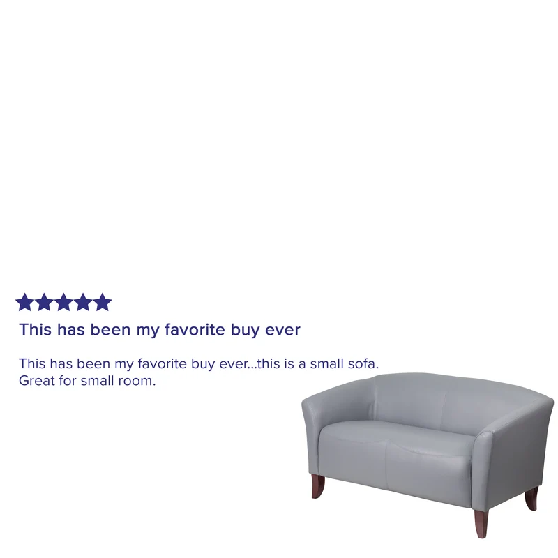 LeatherSoft Reception/Living Room Loveseat with Cherry Wood Feet