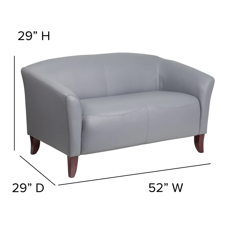 LeatherSoft Reception/Living Room Loveseat with Cherry Wood Feet