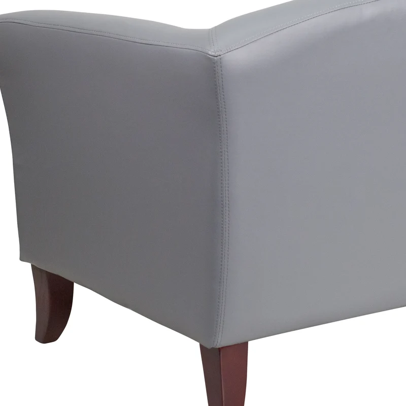 LeatherSoft Reception/Living Room Loveseat with Cherry Wood Feet