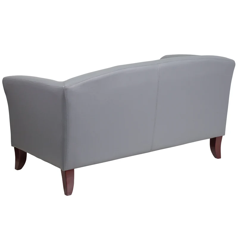 LeatherSoft Reception/Living Room Loveseat with Cherry Wood Feet
