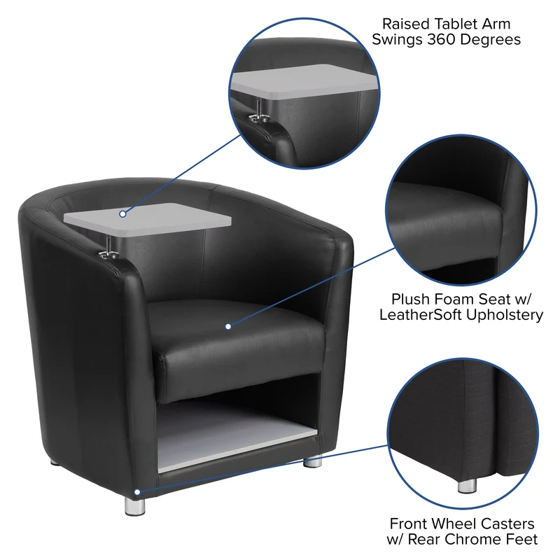Guest Chair with Tablet Arm, Chrome Legs and Under Seat Storage