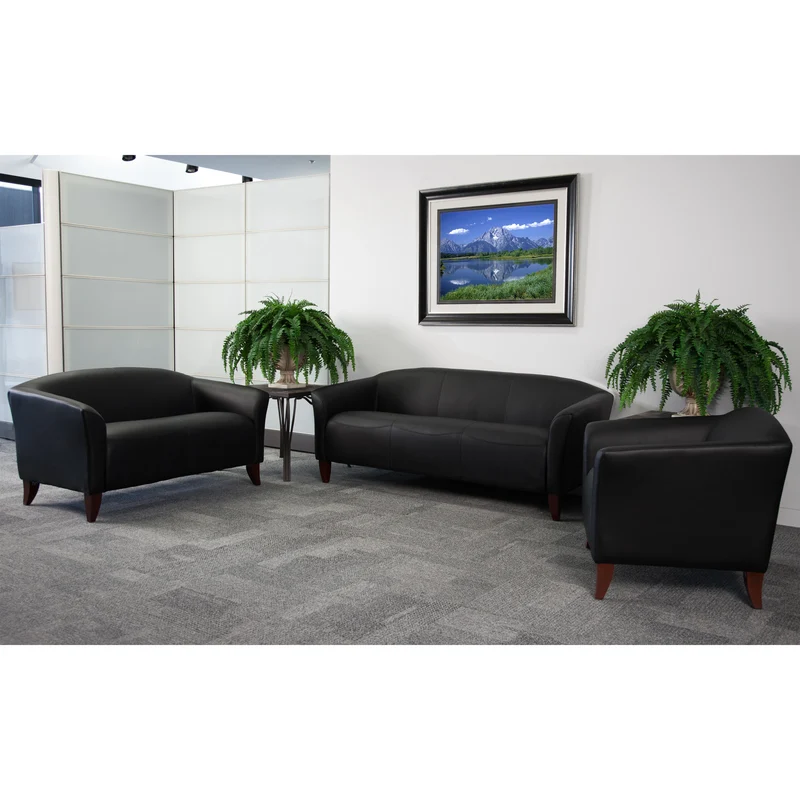 LeatherSoft Living Room/Reception Chair with Cherry Wood Feet