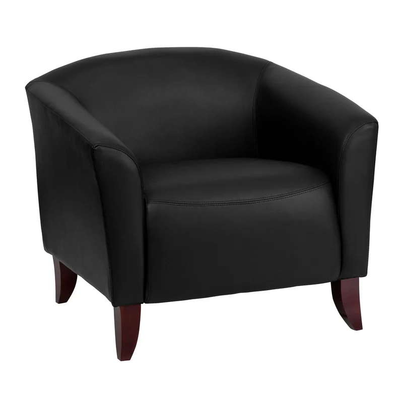 LeatherSoft Living Room/Reception Chair with Cherry Wood Feet
