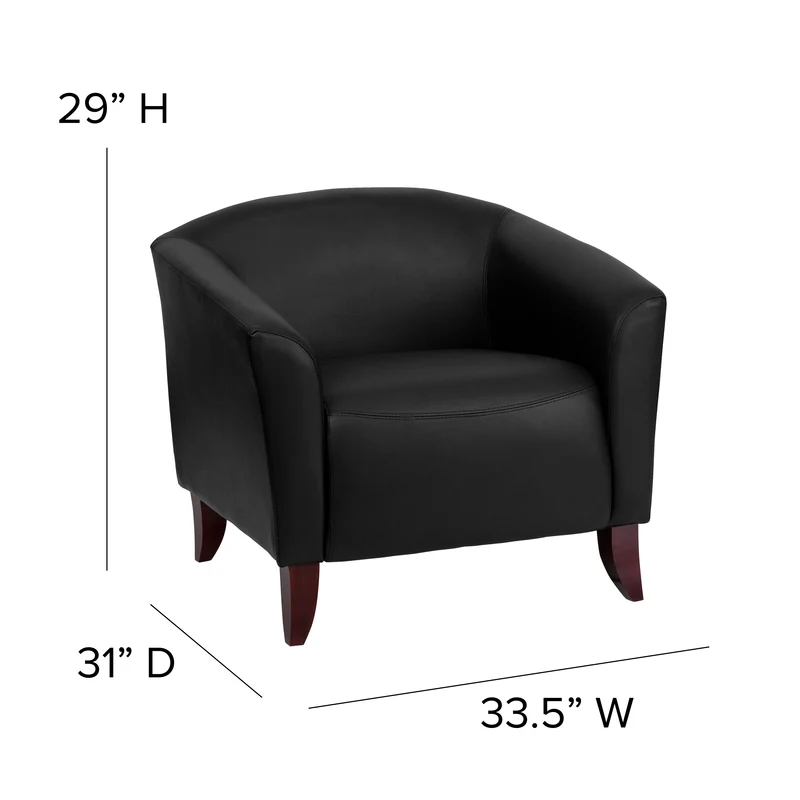 LeatherSoft Living Room/Reception Chair with Cherry Wood Feet