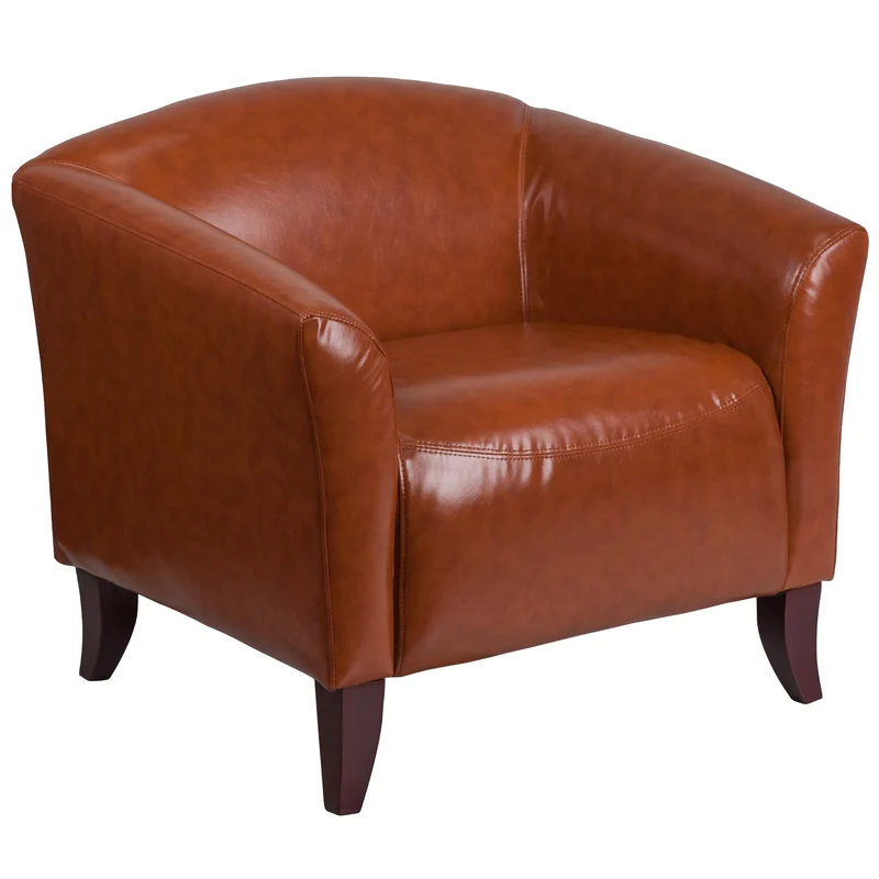 LeatherSoft Living Room/Reception Chair with Cherry Wood Feet