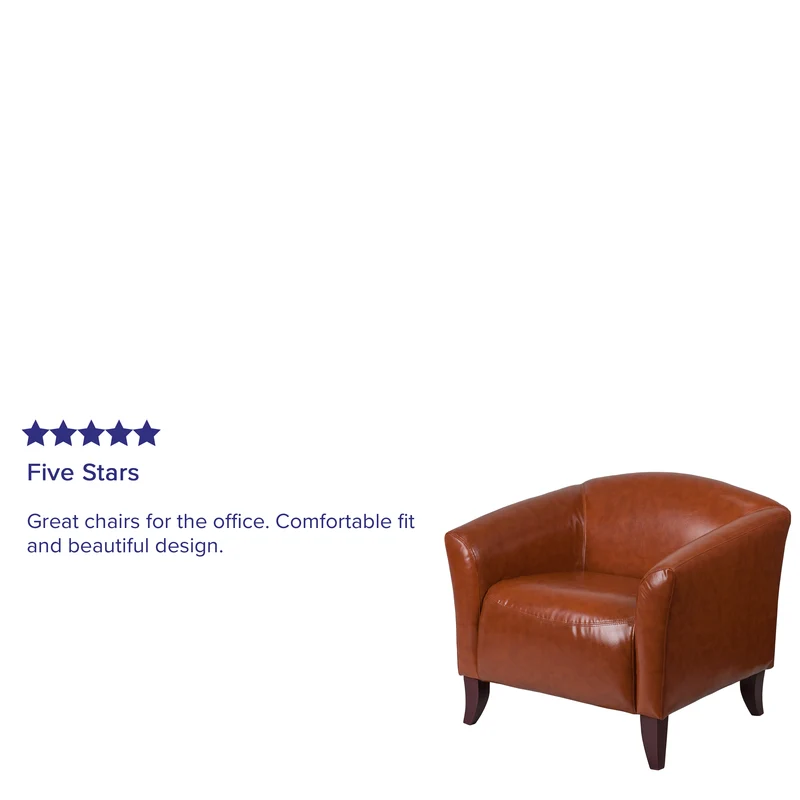 LeatherSoft Living Room/Reception Chair with Cherry Wood Feet