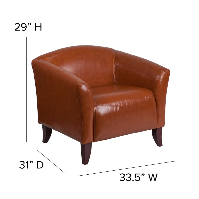 LeatherSoft Living Room/Reception Chair with Cherry Wood Feet