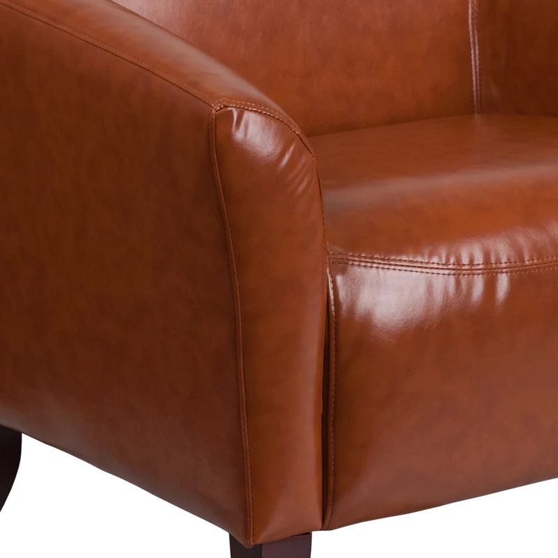 LeatherSoft Living Room/Reception Chair with Cherry Wood Feet