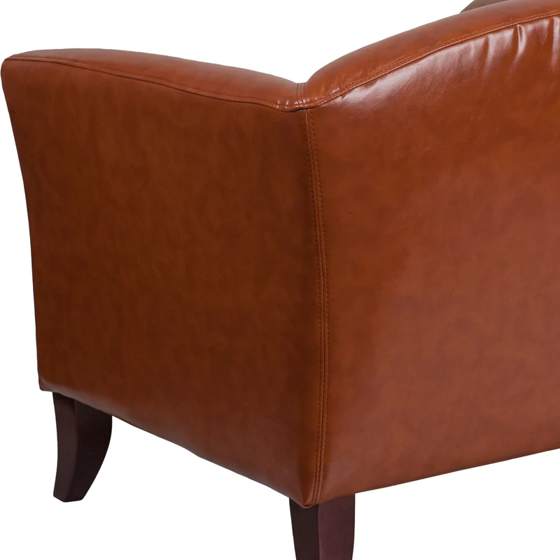 LeatherSoft Living Room/Reception Chair with Cherry Wood Feet
