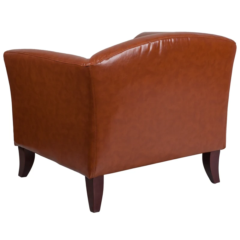 LeatherSoft Living Room/Reception Chair with Cherry Wood Feet