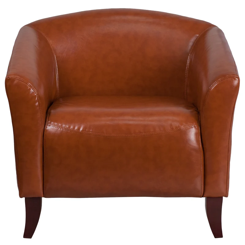 LeatherSoft Living Room/Reception Chair with Cherry Wood Feet
