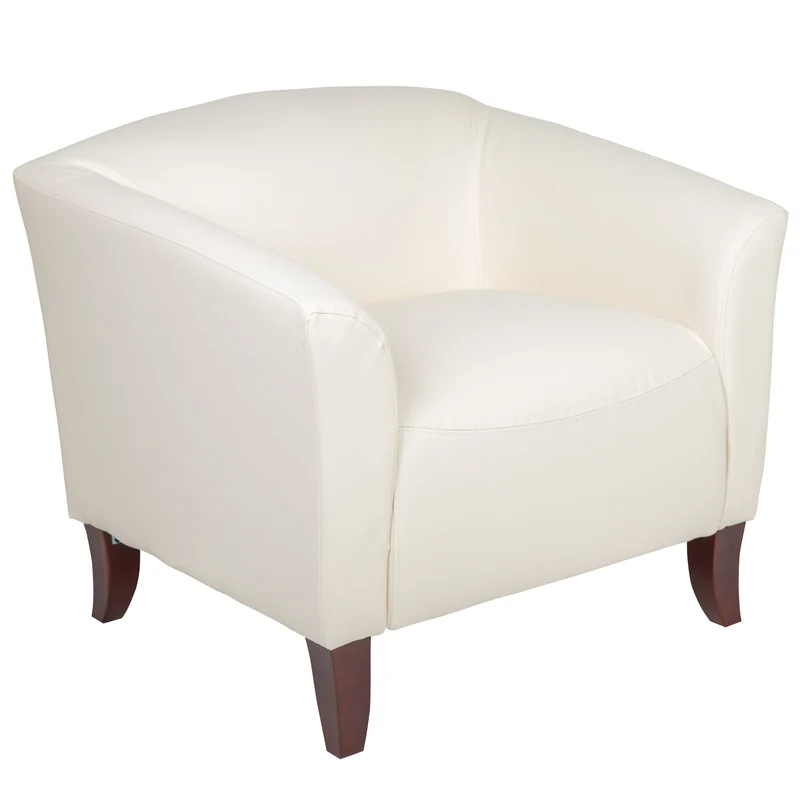 LeatherSoft Living Room/Reception Chair with Cherry Wood Feet
