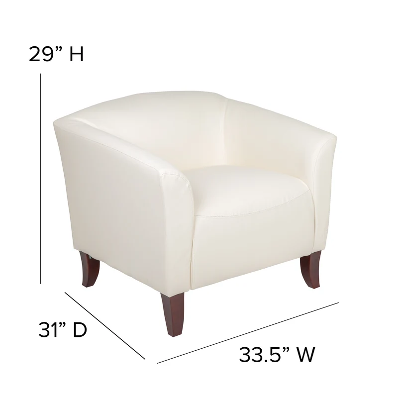 LeatherSoft Living Room/Reception Chair with Cherry Wood Feet