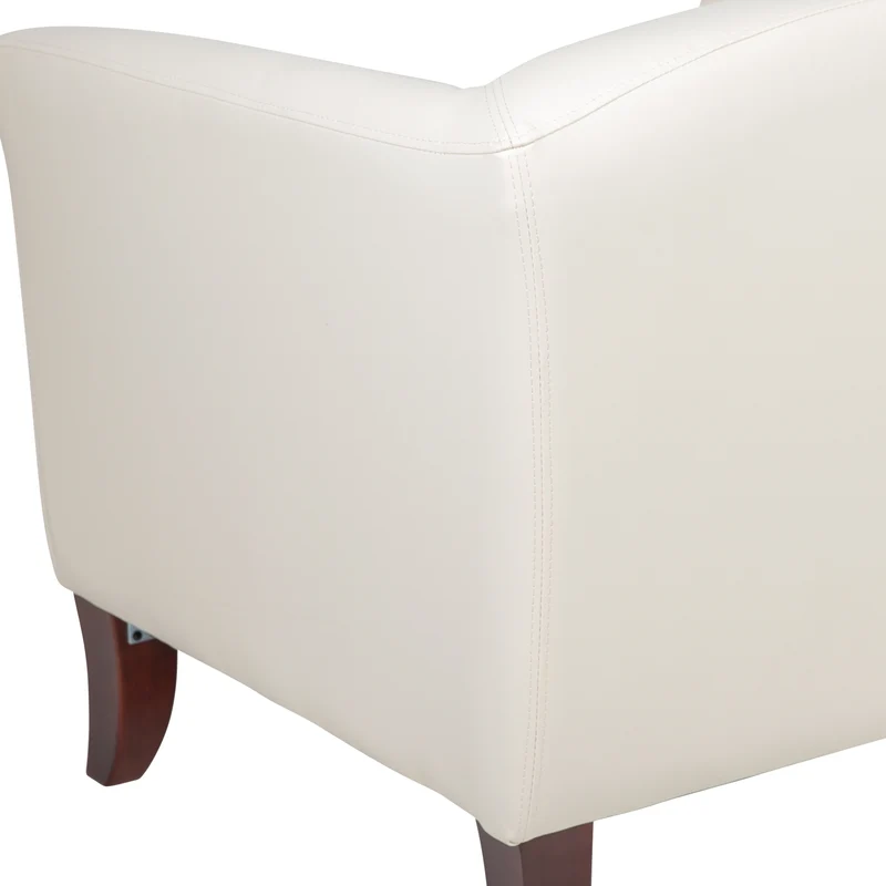LeatherSoft Living Room/Reception Chair with Cherry Wood Feet