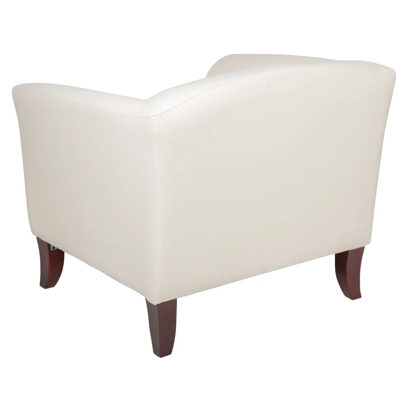 LeatherSoft Living Room/Reception Chair with Cherry Wood Feet