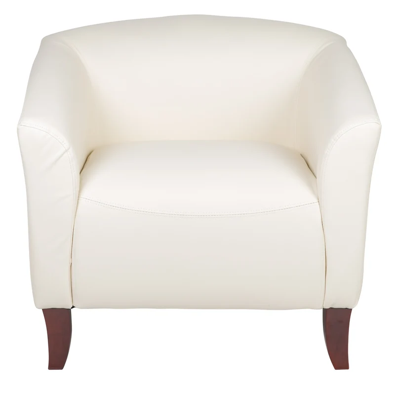 LeatherSoft Living Room/Reception Chair with Cherry Wood Feet