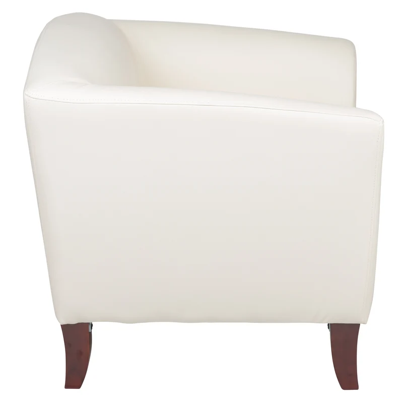 LeatherSoft Living Room/Reception Chair with Cherry Wood Feet
