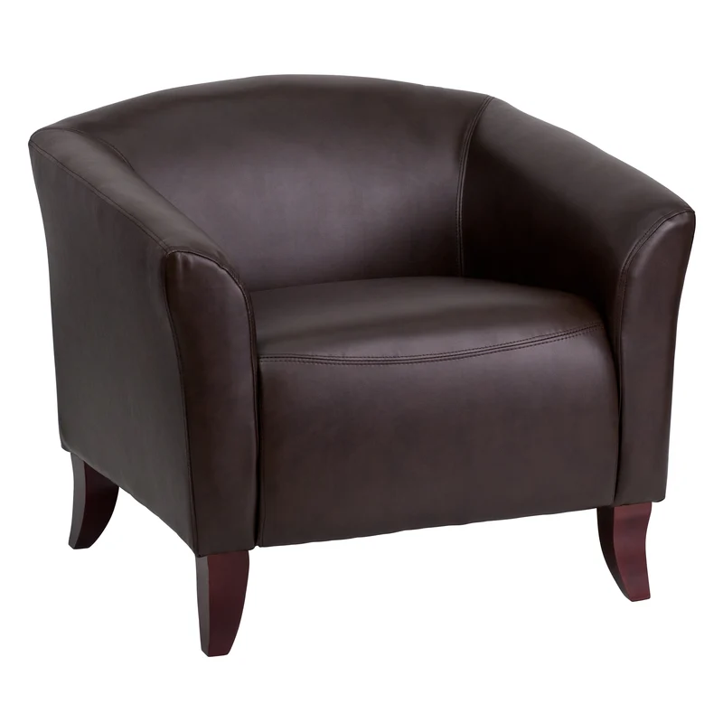 LeatherSoft Living Room/Reception Chair with Cherry Wood Feet