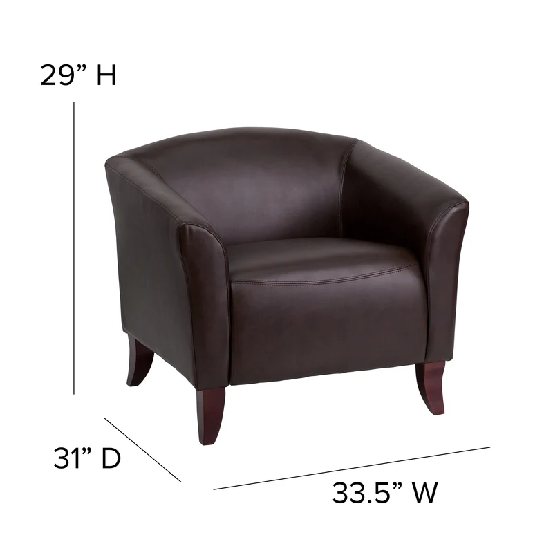 LeatherSoft Living Room/Reception Chair with Cherry Wood Feet