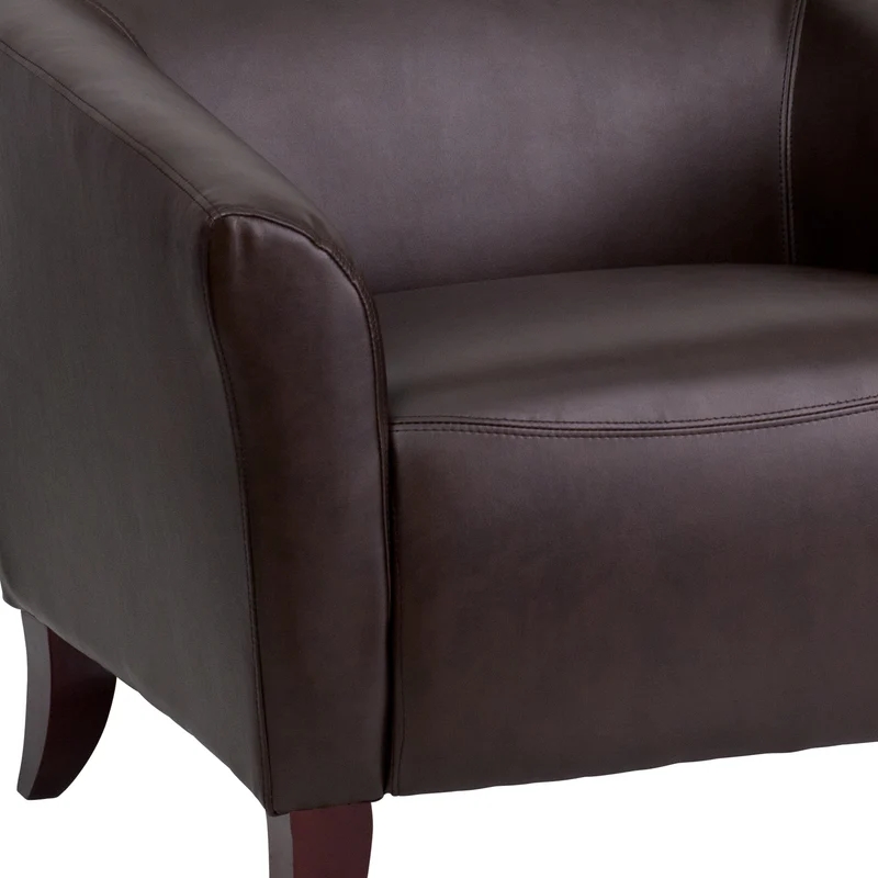 LeatherSoft Living Room/Reception Chair with Cherry Wood Feet