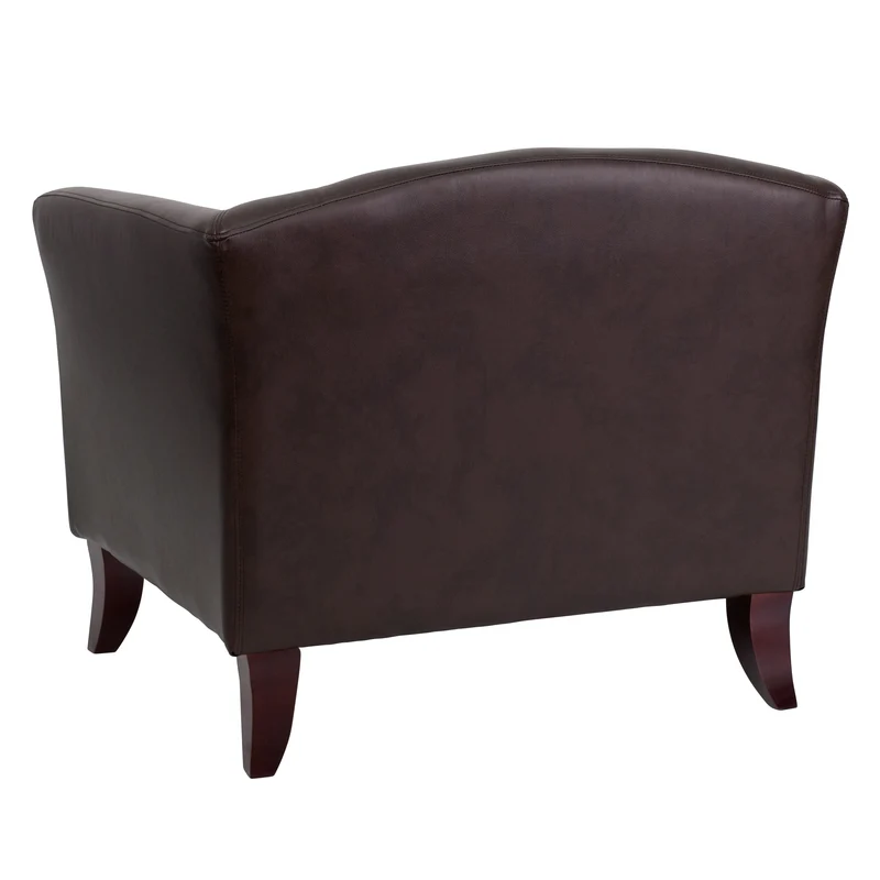 LeatherSoft Living Room/Reception Chair with Cherry Wood Feet